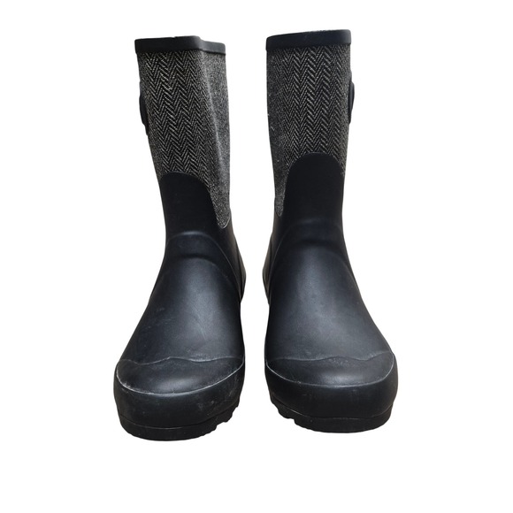 Chooka Classic Mid Calf Racer Herringbone Black Rubber Rain Boots Womens 8 - Picture 4 of 7